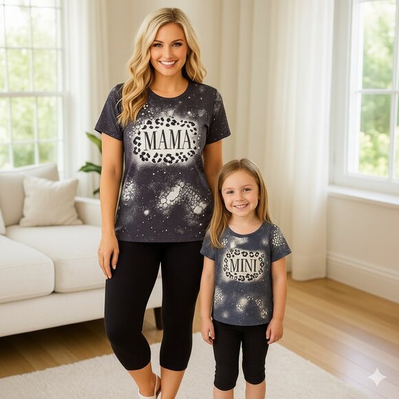 M/L/XL NEW Womens "MAMA" Print Graphic Tee Cheetah - Mom and Me Matching Shirts - Picture 7 of 8